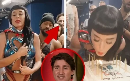 Justin Trudeau Joins Katy Perry’s Birthday Celebration Backstage in Video