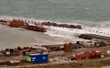Grutness Pier Damaged by Severe Council Storm