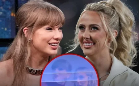 Taylor Swift and Brittany Mahomes Twin in Red at Chiefs-Commanders Game