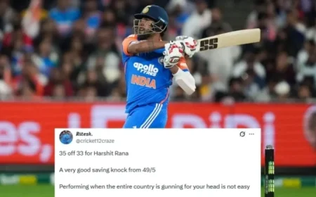 Fans Praise Harshit Rana’s Resilient 35 in AUS vs IND 2025 T20I