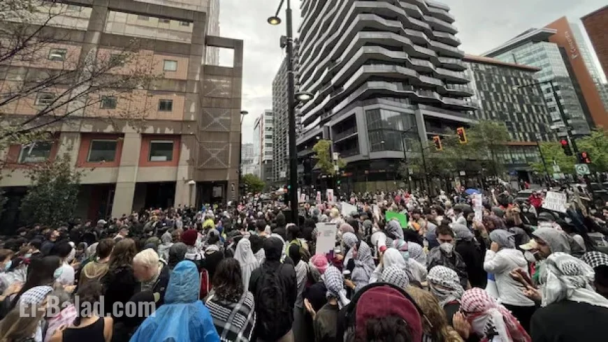 Large Police Presence at Pro-Palestinian Protest Outside Concordia University