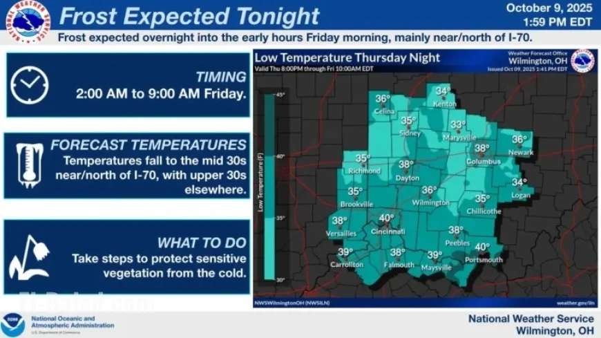 Frost Advisory Alert for Central Ohio, Including Columbus Areas