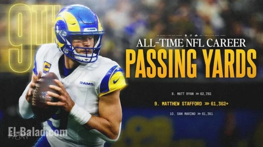 Matthew Stafford Surpasses Dan Marino, Secures Ninth in All-Time Passing Yards
