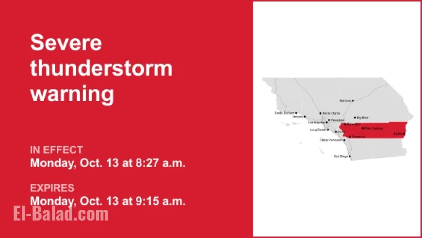 Severe Thunderstorms and Damaging Winds Forecast for Riverside, La Paz Monday