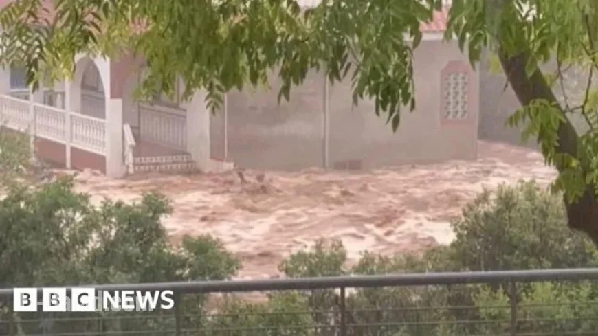 Floods Strands Vehicles with Passengers in Catalonia, Spain
