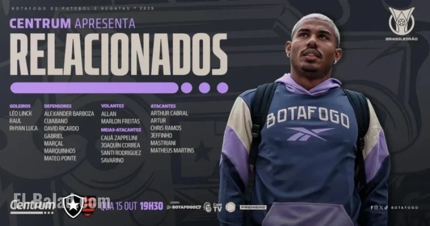Botafogo Announces Squad for Flamengo Clash; Marçal and Cuiabano Return