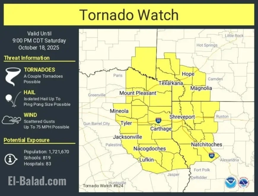 Tornado Watch Announced for Eastern and Northeastern Texas Areas