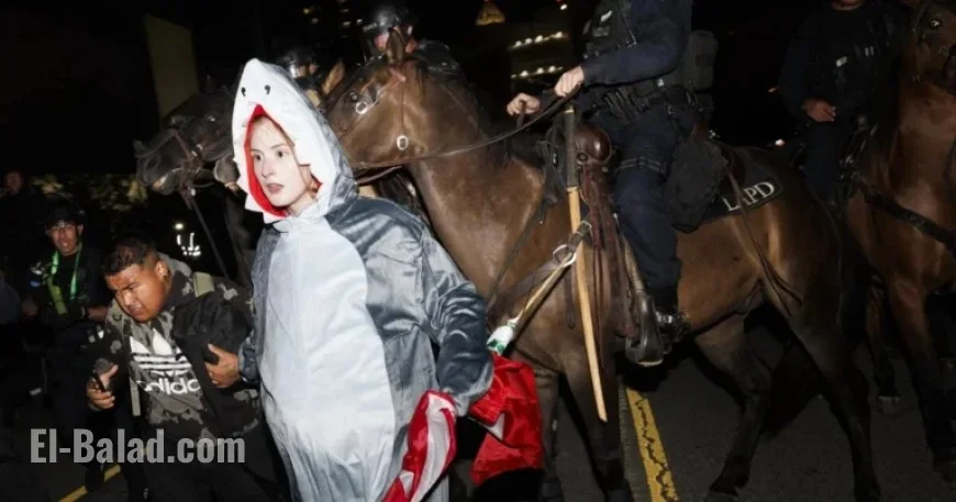 Police Proclaim Unlawful Assembly at Downtown L.A. Protest