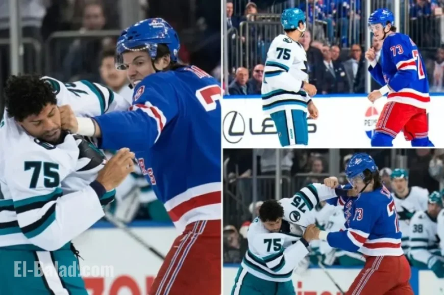 Rangers’ Matt Rempe Injured in Intense Match Against Sharks’ Ryan Reaves