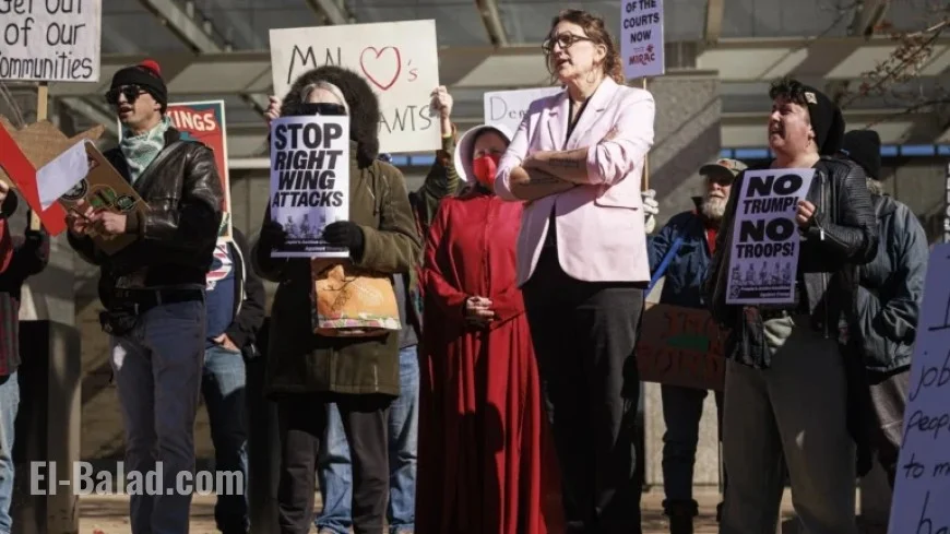 Protesters Rally During Homeland Security Secretary Noem’s Minnesota ICE Briefing