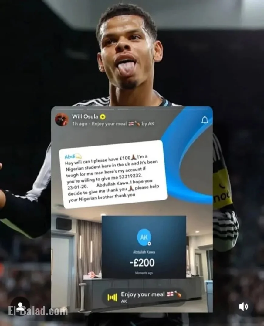 Newcastle’s William Osula Donates £200 to Support Struggling Nigerian Student