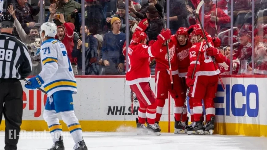 Red Wings Rally with 6 Unanswered Goals to Defeat Blues