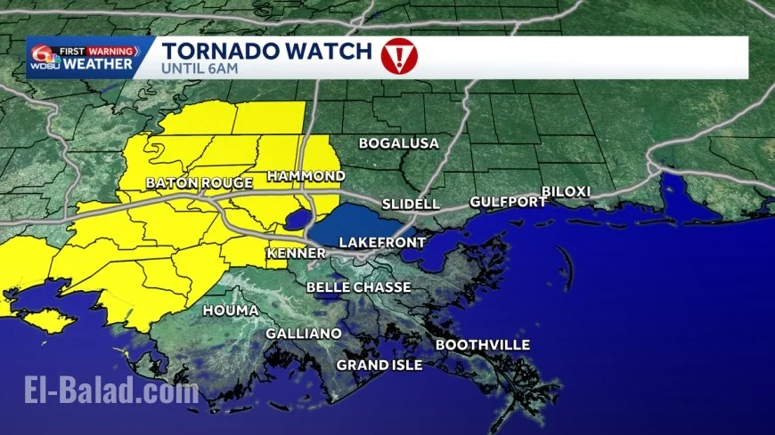 Tornado watch: overnight storms rattle Gulf Coast and Southern Plains as forecasters flag brief spin-up risk