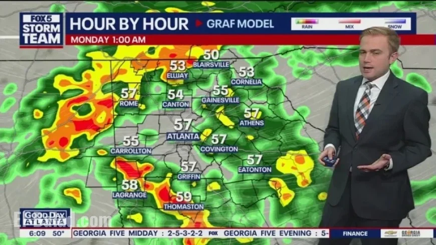 Rain Hits Metro Atlanta Sunday, Temperatures Plummet Monday