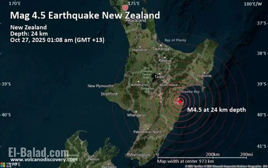 4.5 Magnitude Earthquake Strikes Near Napier, New Zealand’s Hawke’s Bay