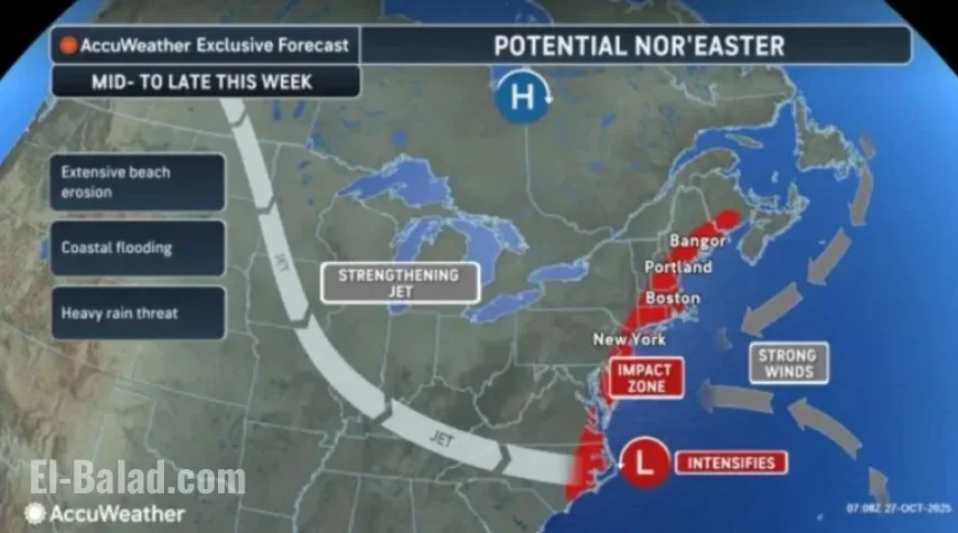 Nor’easter Update: 50 mph Wind Gusts and 2 Inches of Rain Expected