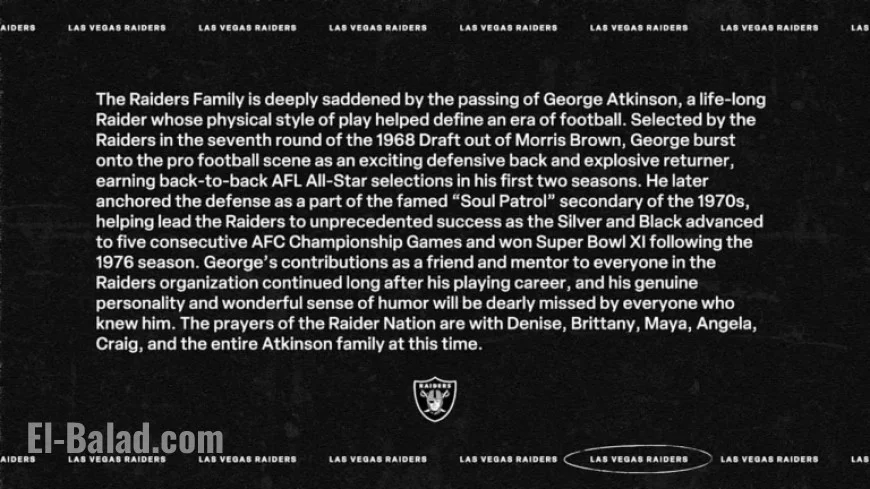 Raiders Mourn Death of George Atkinson