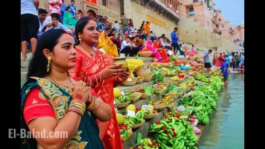 Women Honor Setting Sun with Chhath Puja Rituals at Varanasi Ghats