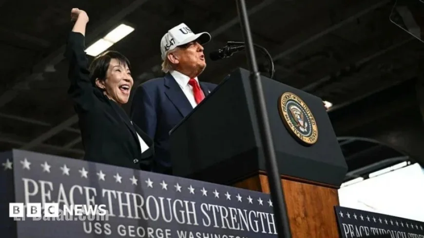 Trump Hails Troops and Tariffs on US Carrier in Japan