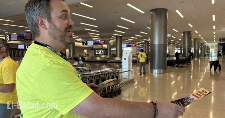 Air Traffic Controllers Distribute Flyers at SLC International Airport