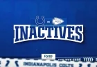 Colts Reveal 5 Inactive Players for Week 12 Against Chiefs