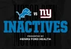 Lions vs. Giants: Key Inactives Announced