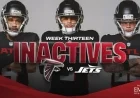 Atlanta Falcons Announce Inactive Players for Week 13 Against Jets