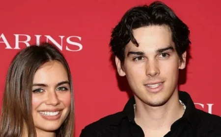 Paris Brosnan’s Model Girlfriend Dazzles in Trendy Naked Dress Bodysuit