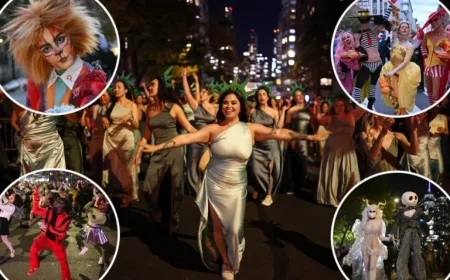 Costumed Revelers Celebrate with Enthusiasm
