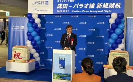 Minister HORII Inaugurates Direct Flight to Palau in Ceremony