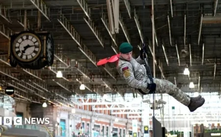 Royal Marines Abseil into Waterloo for Poppy Day Tribute