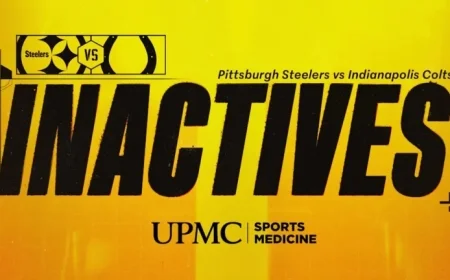 Steelers Reveal Week 9 Inactives Against Colts