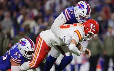 Bills’ Michael Hoecht Exits Chiefs Game with Achilles Injury