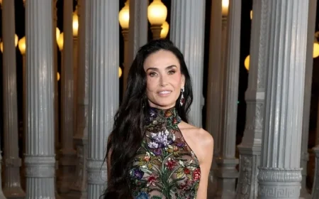 Demi Moore Stuns in Floral-Inspired Naked Dress at 2025 LACMA Gala