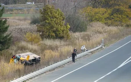 Driver Killed, Children Injured in School Bus Crash on Highway 401 Near London, Ont.