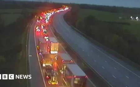 Lorry Crash Ignites Fire, Closes M1 in Leicestershire