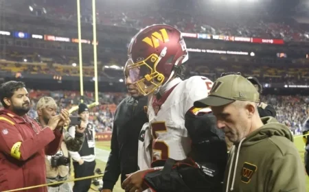 Jayden Daniels Faces Uncertain Return After Dislocated Elbow