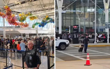 TSA Lines Stretch Outside Terminal E at Bush Intercontinental Airport