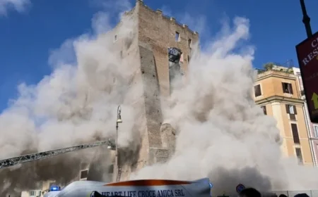 Medieval Tower Collapse in Rome Injures Worker, Traps Another