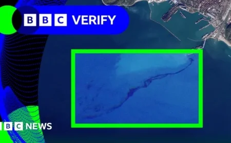 Satellite Image Reveals Oil Spill Post-Russian Port Attack