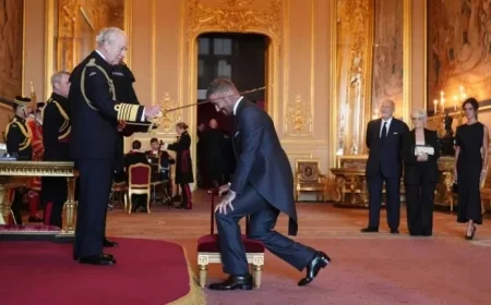 King Charles Knights David Beckham at Windsor Castle