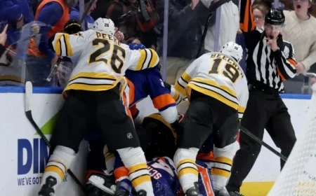 Islanders Retaliate After Bruins’ Zadorov Roughs Up Schaefer