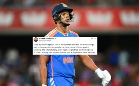 Fans Criticize Shivam Dube’s Slow 18-Ball 22 in AUS vs IND T20I