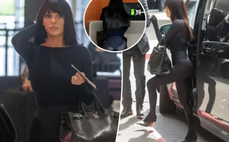 Bianca Censori Stuns Melbourne Airport in Thong, Birkin Bag Outfit