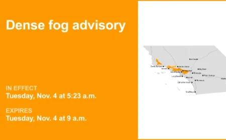 Dense Fog Advisory Limits Los Angeles Visibility to 1/4 Mile Until Tuesday
