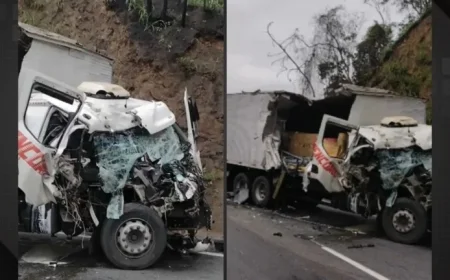 Three-Truck Collision Injures One, Closes Serra das Araras Roadway