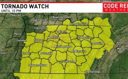 Tornado Watch Issued for Most of Middle Tennessee, Southern Kentucky