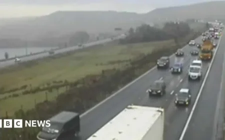 Fuel Spill from Crash Delays Traffic on M62
