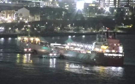 Canadian Vessel Headed for Quebec City Stuck in Detroit River