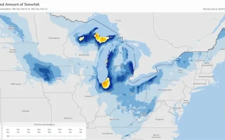 Michigan Snowfall Forecast: Color-Coded Map Reveals Monday’s Expected Totals